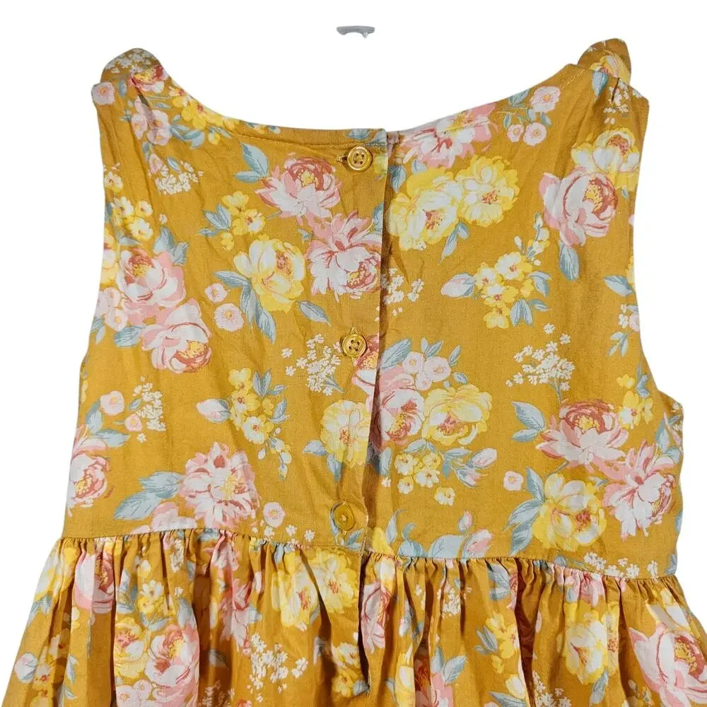 OshKosh B'Gosh Sleeveless Cotton Gold Floral Dress Size 5T